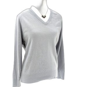 Littlewoods British Vintage Blue/Gray V-Neck Cabin Basic Sweater Size Medium